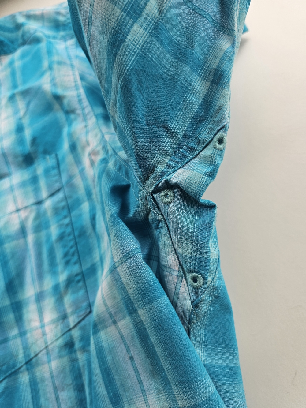 Ariat Pro Series Men's Turquoise Plaid Short-Sleeve Button-Down Shirt Size XL - Picture 6 of 10